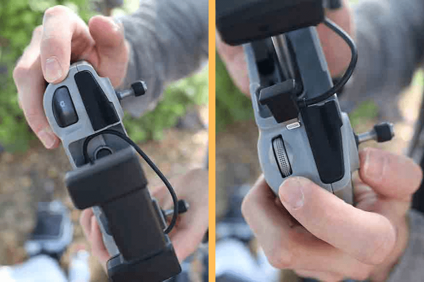 Die Rückseite der DJI RC-N1 Fernsteuerung.